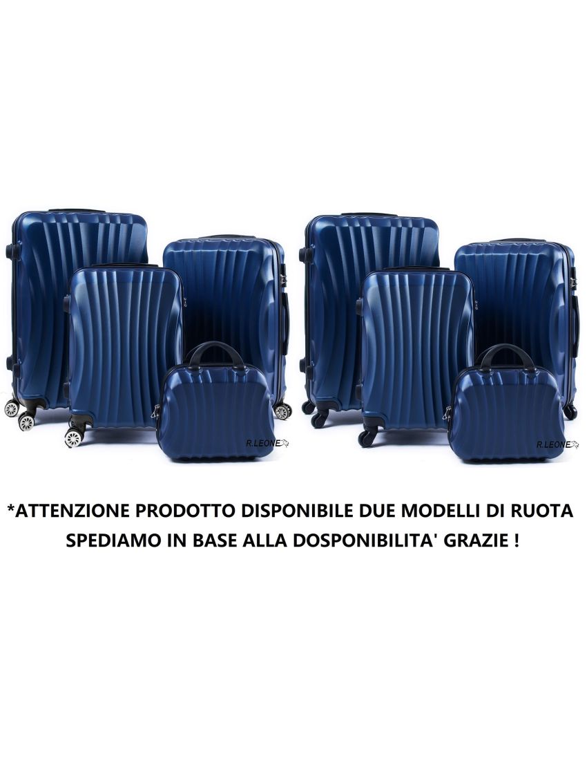 R.Leone Valigia da 1 pezzo Fino a Set 4 Trolley Rigido grande, medio, bagaglio a mano e beauty case 4 ruote in ABS 2037