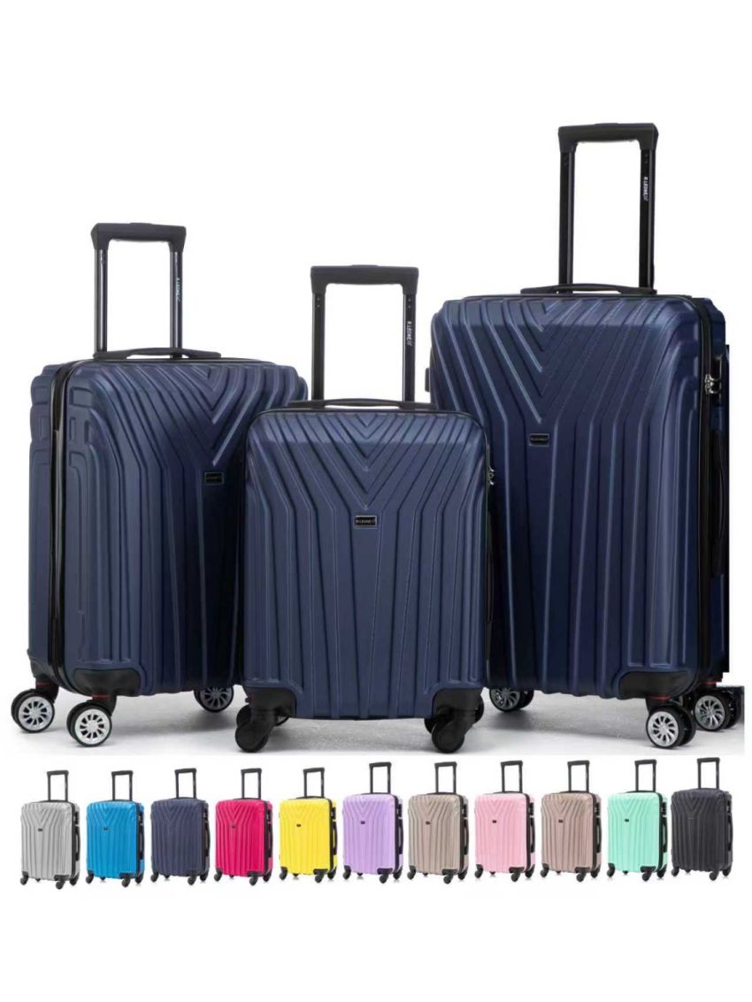 R.Leone Valigia da 1 Fino a Set 4 Trolley Rigido grande, medio, bagaglio a mano 55x40x23 cm Wizz, ITA Airways e bagaglio 45x36x20 cm EasyJet in ABS 9001 NEW