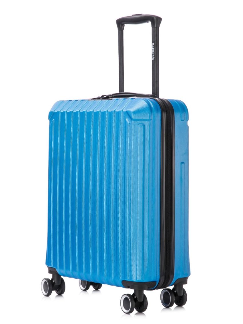  R.Leone Valigia Ryanair 55x40x20 cm + 40x20x25 cm 1pezzo a  Set 2 Pezzi Trolley Bagaglio a mano 4 Ruote e Beauty Case in ABS 2208 1