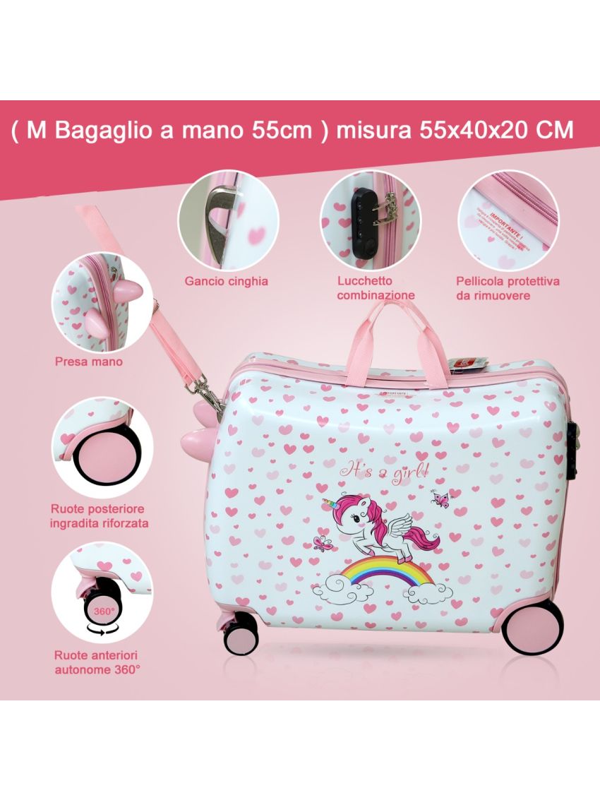 R.Leone Valigia Cavalcabile Bambino Bambina Ryanair 55x40x20cm + Zaino 311