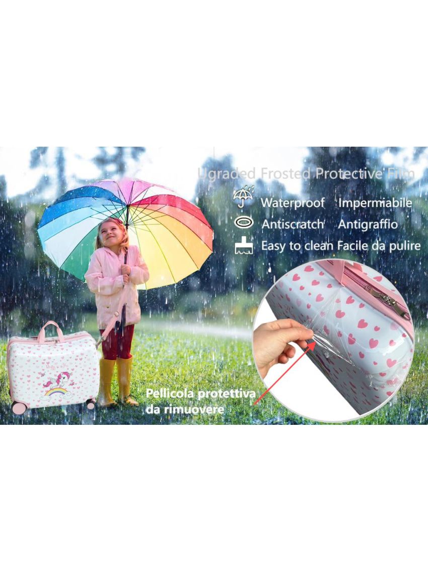 R.Leone Valigia Cavalcabile per Bambina EasyJet 45x36x20 cm + 30x23x14 cm Set 2 Pezzi Trolley Bagaglio a mano 4 Ruote e Zaino 325