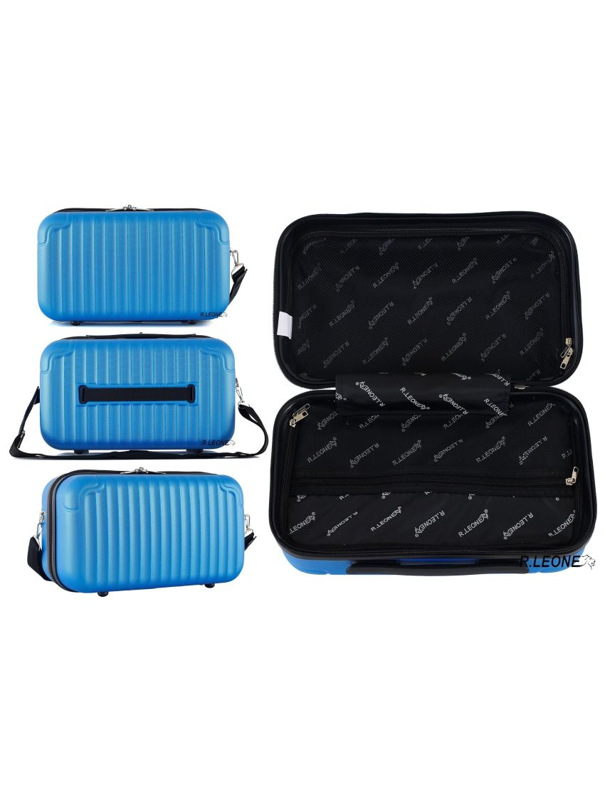 Valigia Ryanair 55x40x20 cm + 40x20x25 cm 1pezzo o Set 2 Pezzi Trolley Bagaglio a mano 4 Ruote e Beauty Case in ABS 999 1