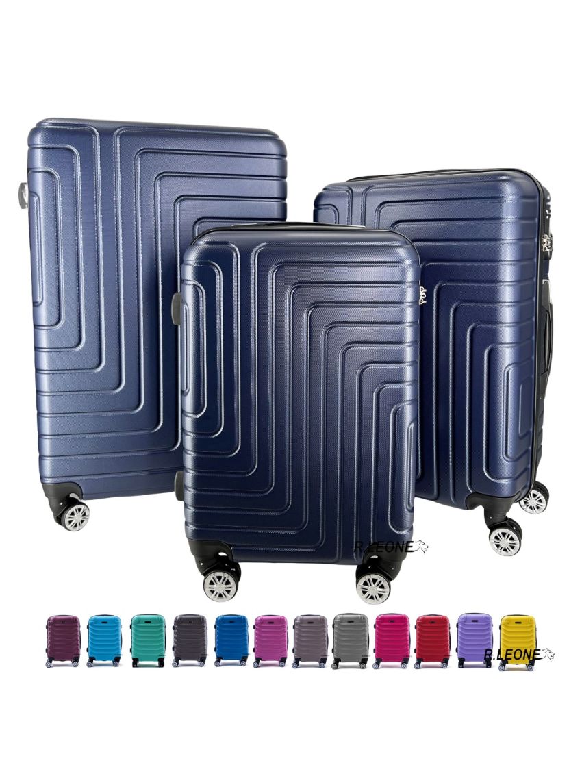 R.Leone Valigia da 1 pezzo Fino a Set 3 Trolley Rigido grande, medio, bagaglio a mano 4 ruote in ABS 590