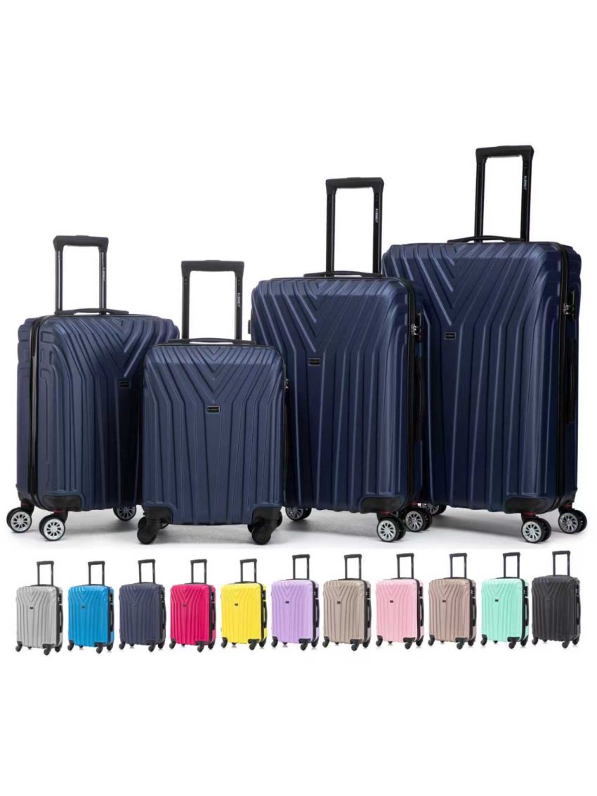 R.Leone Valigia da 1 Fino a Set 4 Trolley Rigido grande, medio, bagaglio a mano 55x40x23 cm Wizz, ITA Airways e bagaglio 45x36x20 cm EasyJet in ABS 9001 NEW