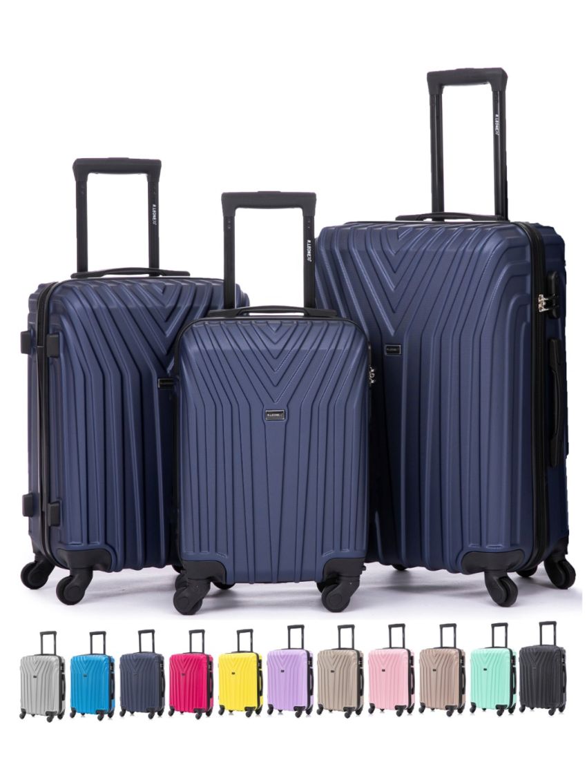 R.Leone Valigia da 1 Fino a Set 4 Trolley Rigido grande, medio, bagaglio a mano e bagaglio EasyJet 45X36X20cm 4 ruote in ABS 9002
