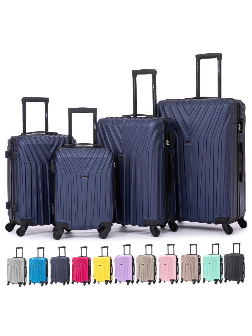 R.Leone Valigia da 1 Fino a Set 4 Trolley Rigido grande, medio, bagaglio a mano e bagaglio low cost 4 ruote in ABS 9001