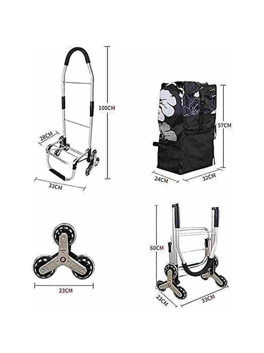 Carrello spesa 3 Ruota per scale con robusto telaio in alluminio e borsa in tela impermeabile rimovibile ideale per lo shopping comodo e pratico D016A