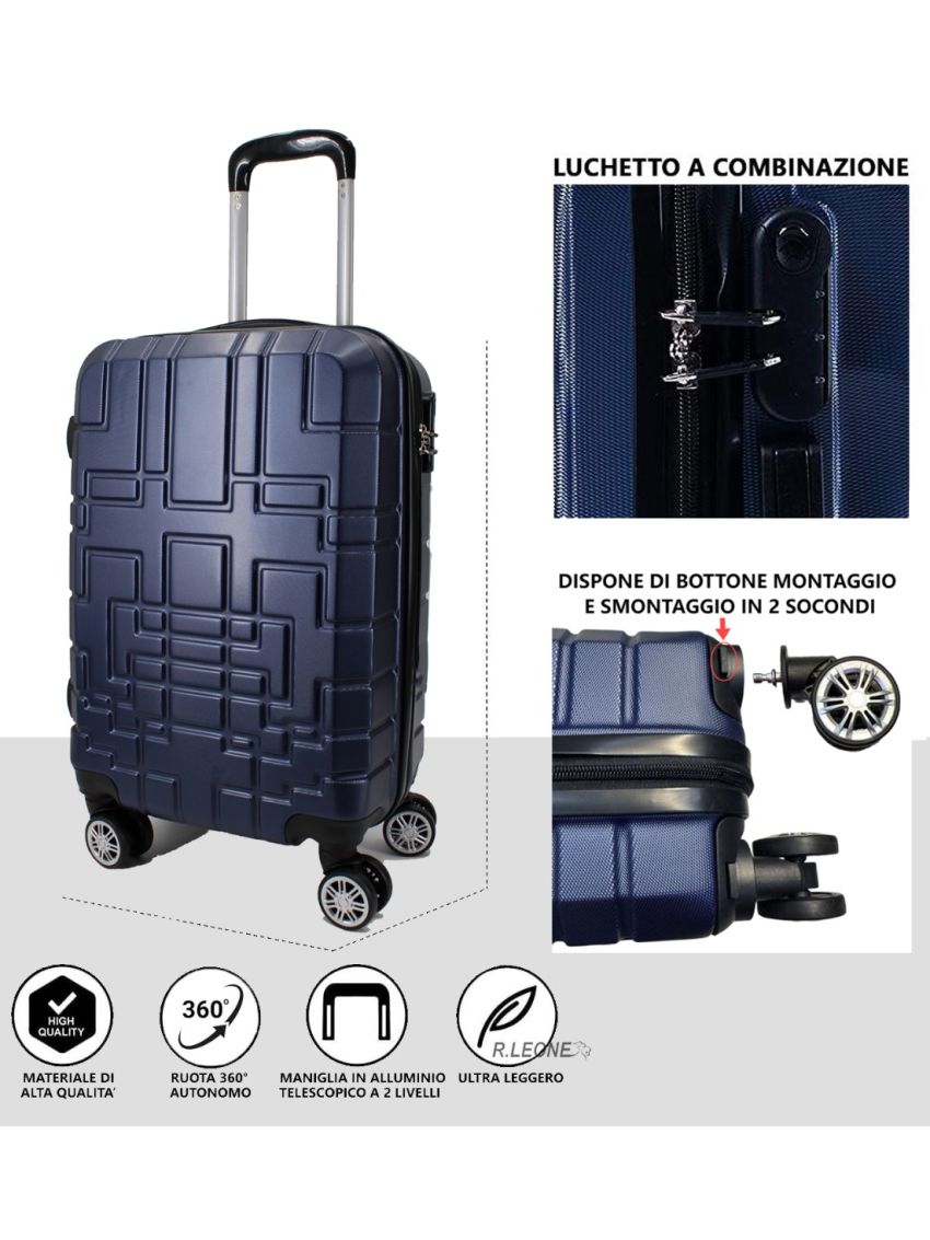 VALIGIA BAGAGLIO A MANO 55x35x22 e 50X33X20 ADATTO EASYJET 45X36X20 4 RUOTE 611