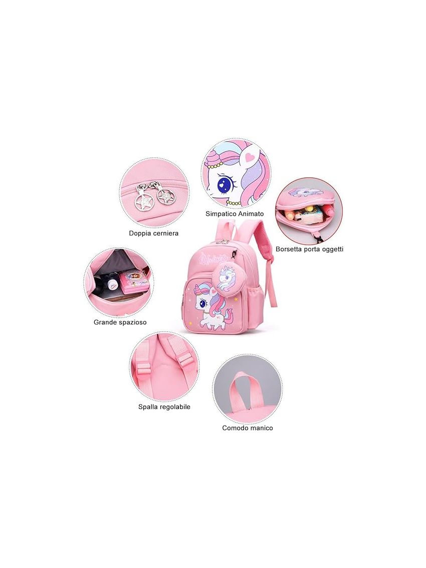 R.Leone Valigia Cavalcabile per Bambina EasyJet 45x36x20 cm + 30x23x14 cm Set 2 Pezzi Trolley Bagaglio a mano 4 Ruote e Zaino 3252