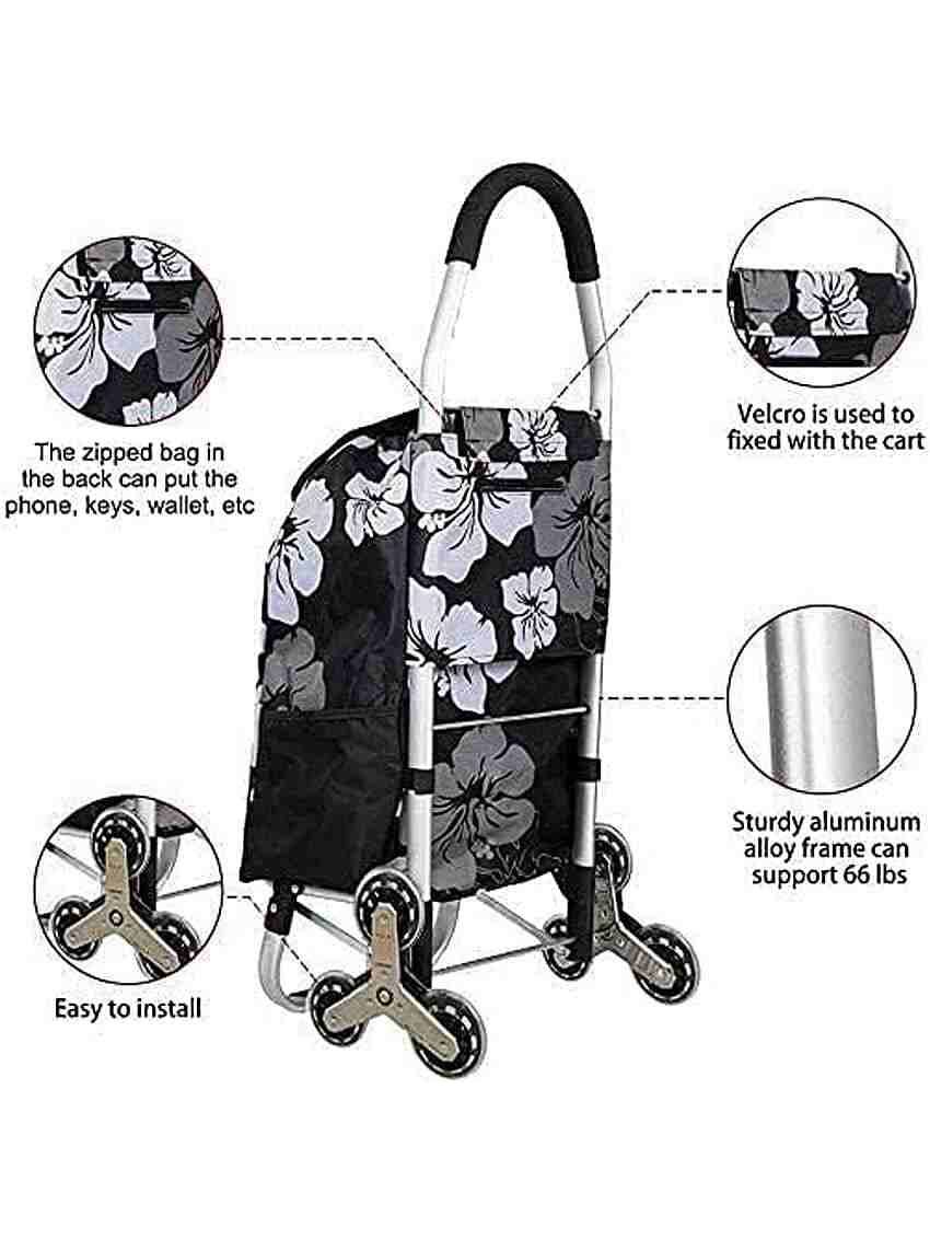Carrello spesa 3 Ruota per scale con robusto telaio in alluminio e borsa in tela impermeabile rimovibile ideale per lo shopping comodo e pratico D016A