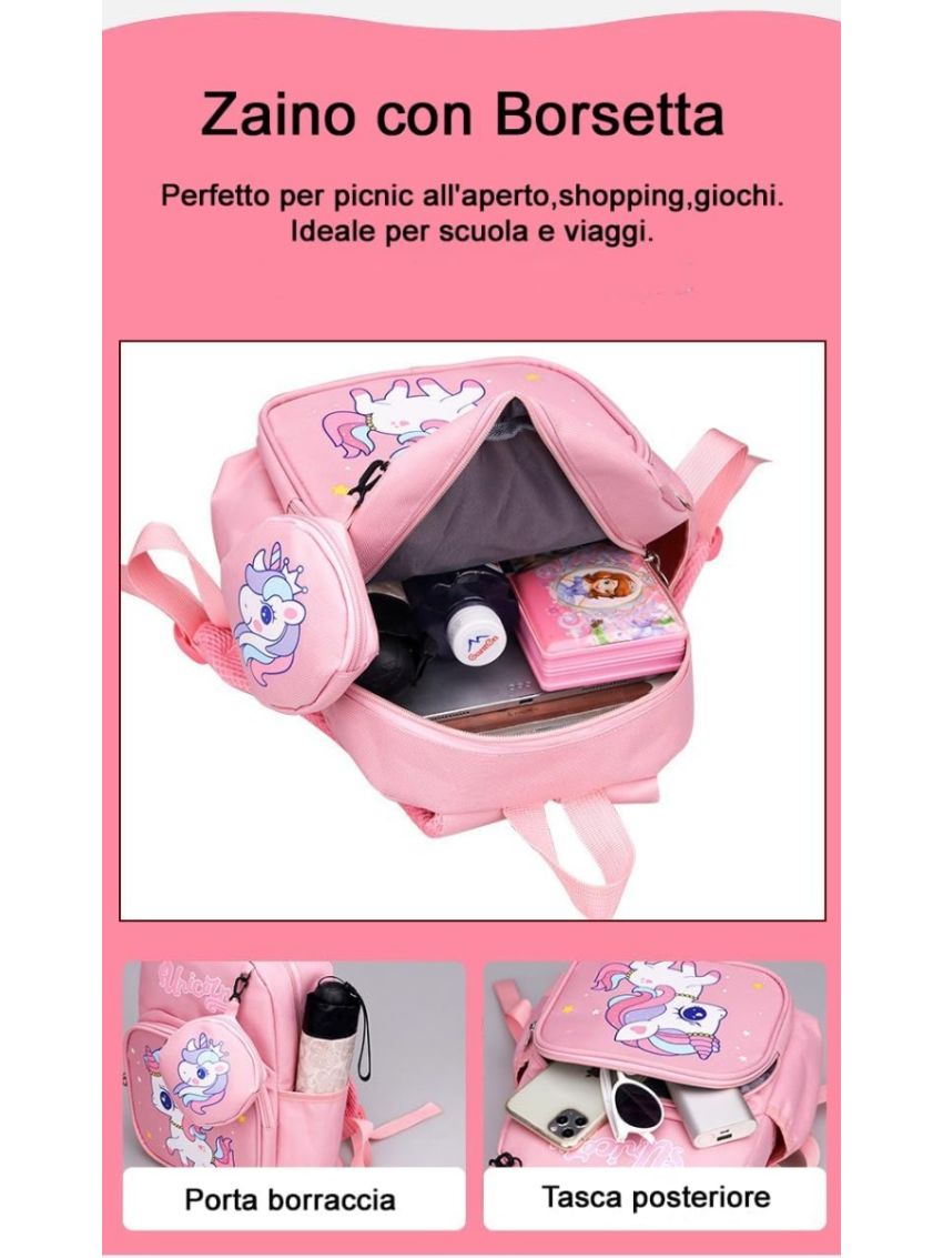 R.Leone Valigia Cavalcabile per Bambina EasyJet 45x36x20 cm + 30x23x14 cm Set 2 Pezzi Trolley Bagaglio a mano 4 Ruote e Zaino 3252