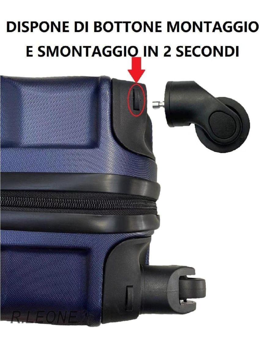 R.Leone Valigia da 1 Fino a Set 3 Trolley Rigido grande, medio, bagaglio a mano  EasyJet 45X36X20cm 4 ruote in ABS 20261