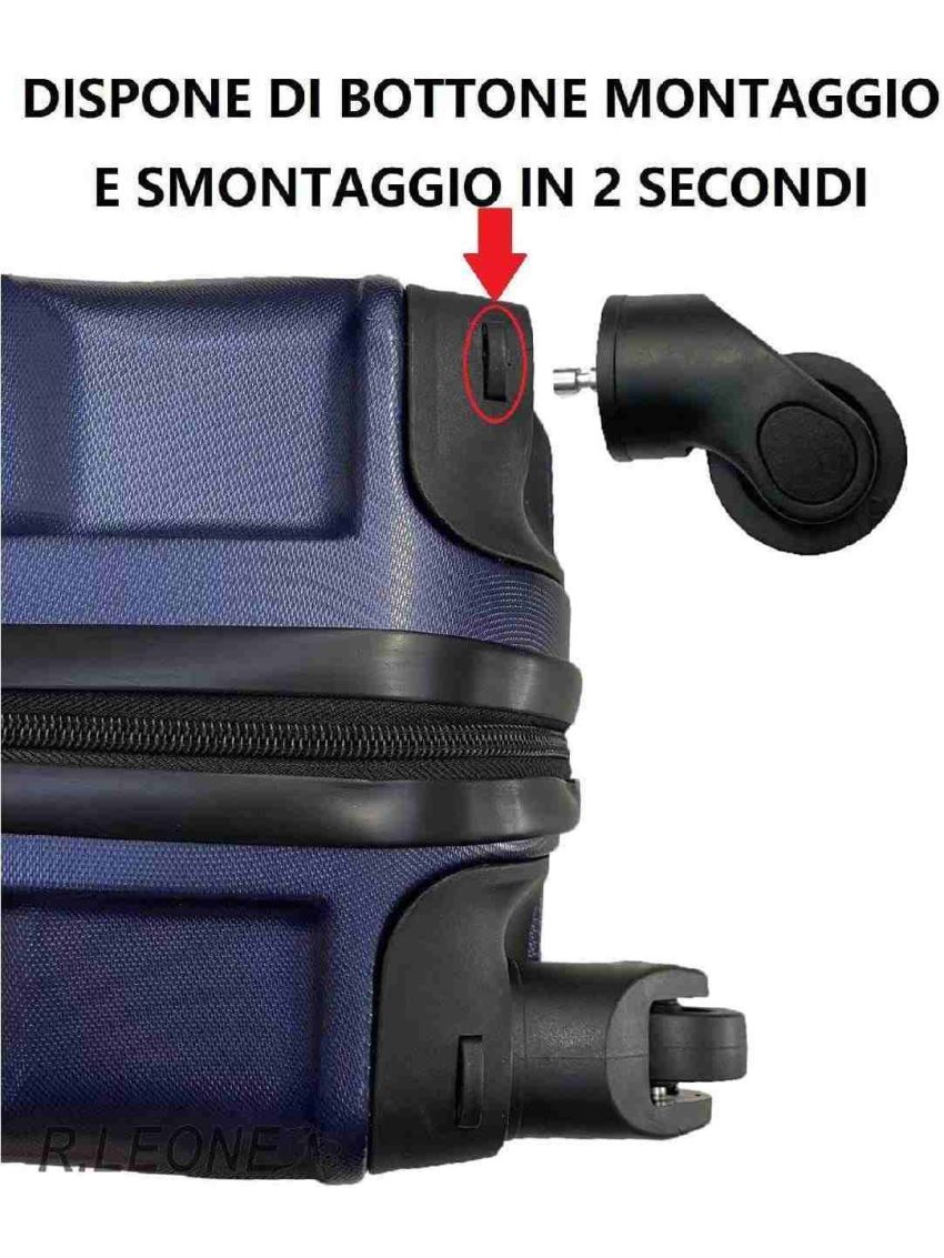 R.Leone Valigia da 1 Fino a Set 4 Trolley Rigido grande, medio, bagaglio a mano e bagaglio EasyJet 45X36X20cm 4 ruote in ABS 9002