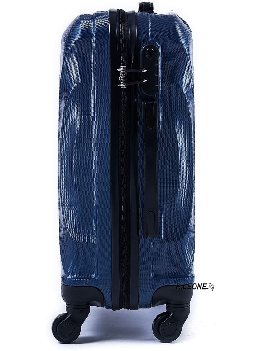 R.Leone Valigia 55x40x20 cm Bagaglio a mano 4 Ruote smontabile 60x40x20 Capienza Massima Trolley in ABS adatto Ryanair, Easyjet, Wizzair, Iberia, Lufthansa, Tui, Vueling -BLU-S ( Bagaglio mano )