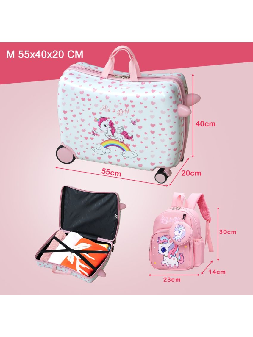 R.Leone Valigia Cavalcabile Bambino Bambina Ryanair 55x40x20cm + Zaino 311