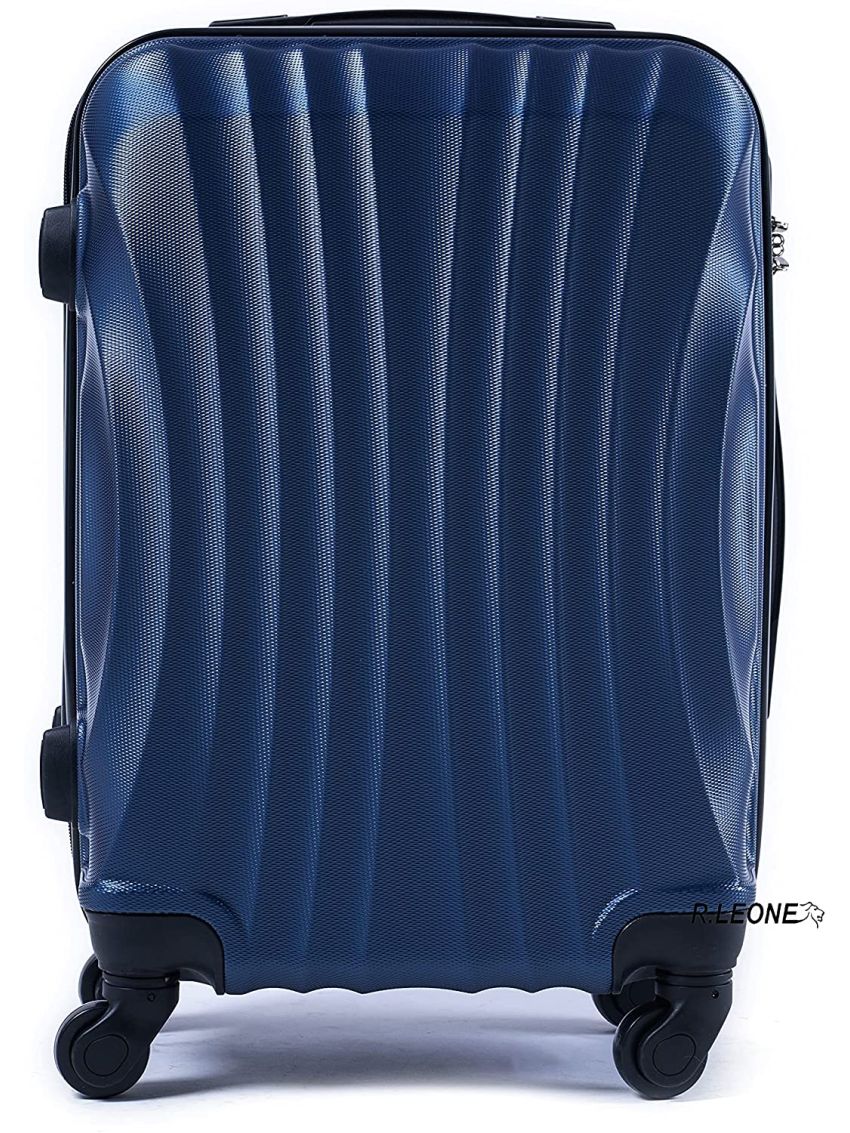 R.Leone Valigia 55x40x20 cm Bagaglio a mano 4 Ruote smontabile 60x40x20 Capienza Massima Trolley in ABS adatto Ryanair, Easyjet, Wizzair, Iberia, Lufthansa, Tui, Vueling -VERDE SCURO-S ( Bagaglio mano )