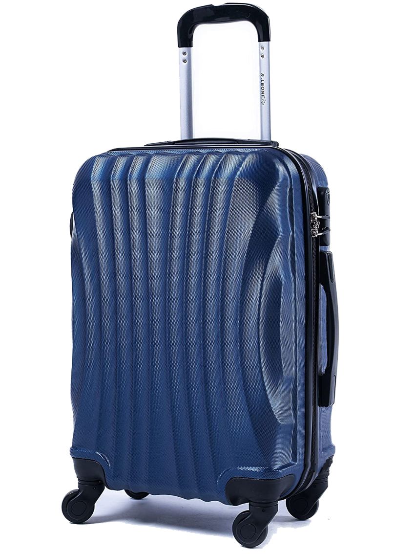 R.Leone Valigia 55x40x20 cm Bagaglio a mano 4 Ruote smontabile 60x40x20 Capienza Massima Trolley in ABS adatto Ryanair, Easyjet, Wizzair, Iberia, Lufthansa, Tui, Vueling -BLU-S ( Bagaglio mano )