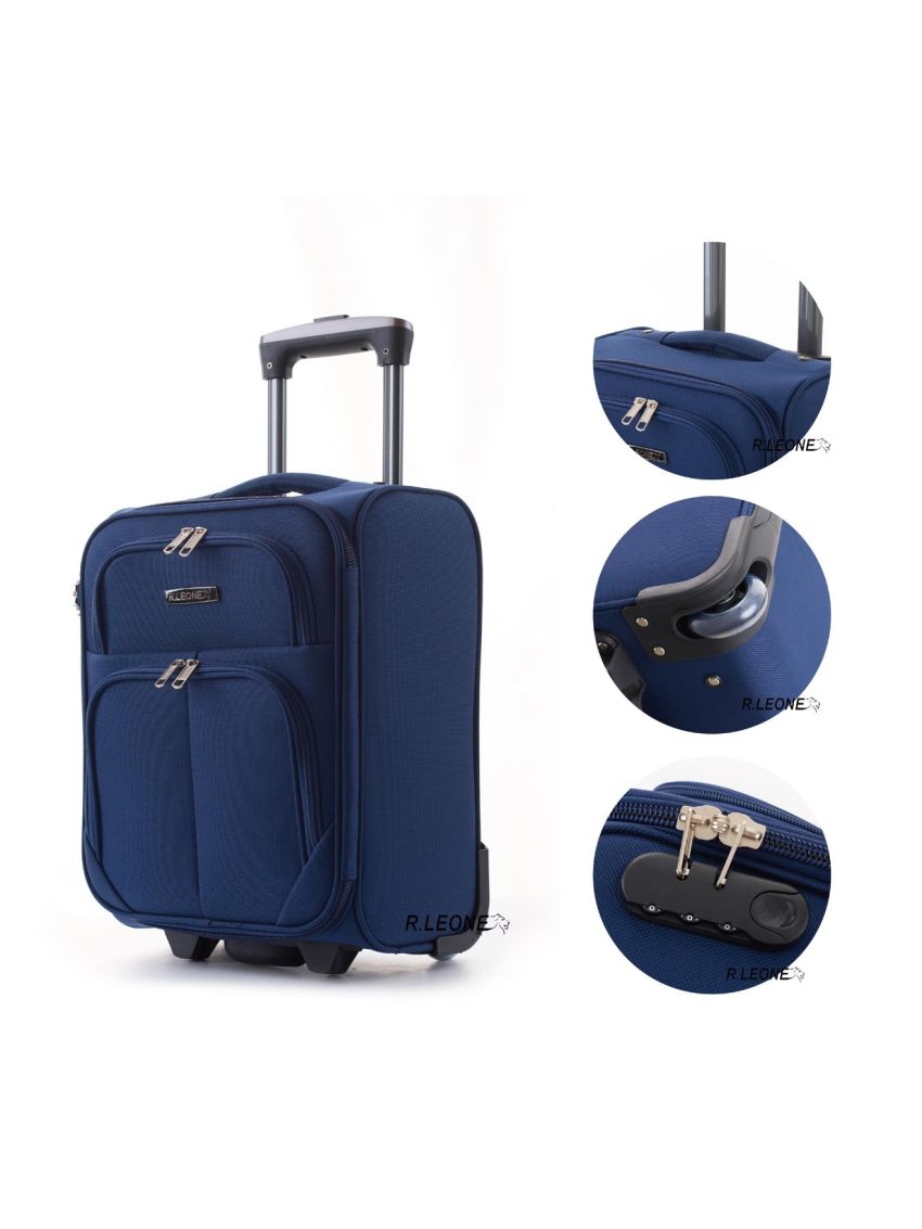 R.Leone Bagaglio a Mano 40x30x20cm Wizzair Vueling 2 Ruota in stoffa A16