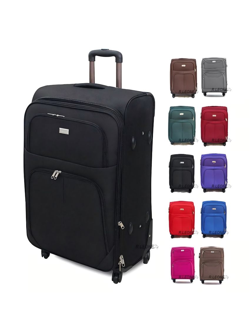 R.Leone Valigia EXTRA LARGE 85x52x45 Ultra Grande Espandibile XXL 4 ruote in stoffa 214