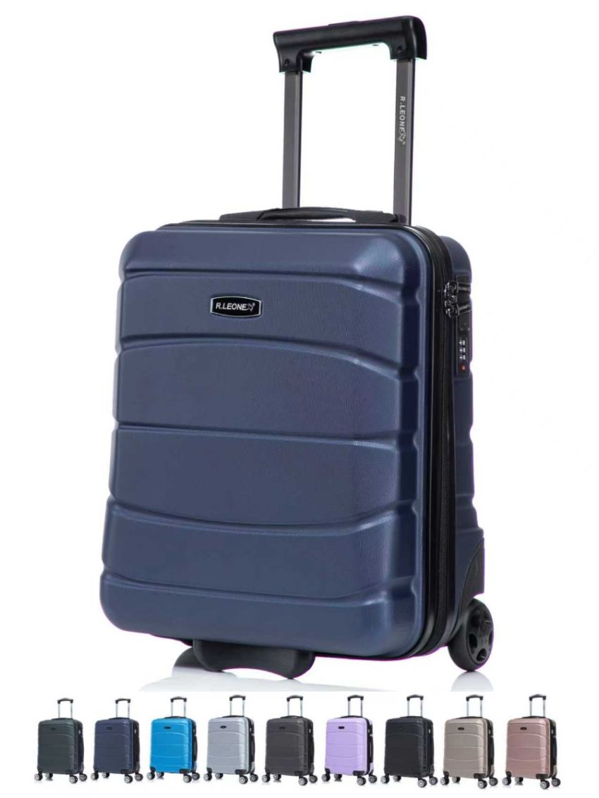 R.Leone Valigia da 1 Fino a Set 4 Trolley Rigido grande, medio, bagaglio a mano 55x40x23 cm Wizz, ITA Airways e bagaglio 45x36x20 cm EasyJet in ABS 8001