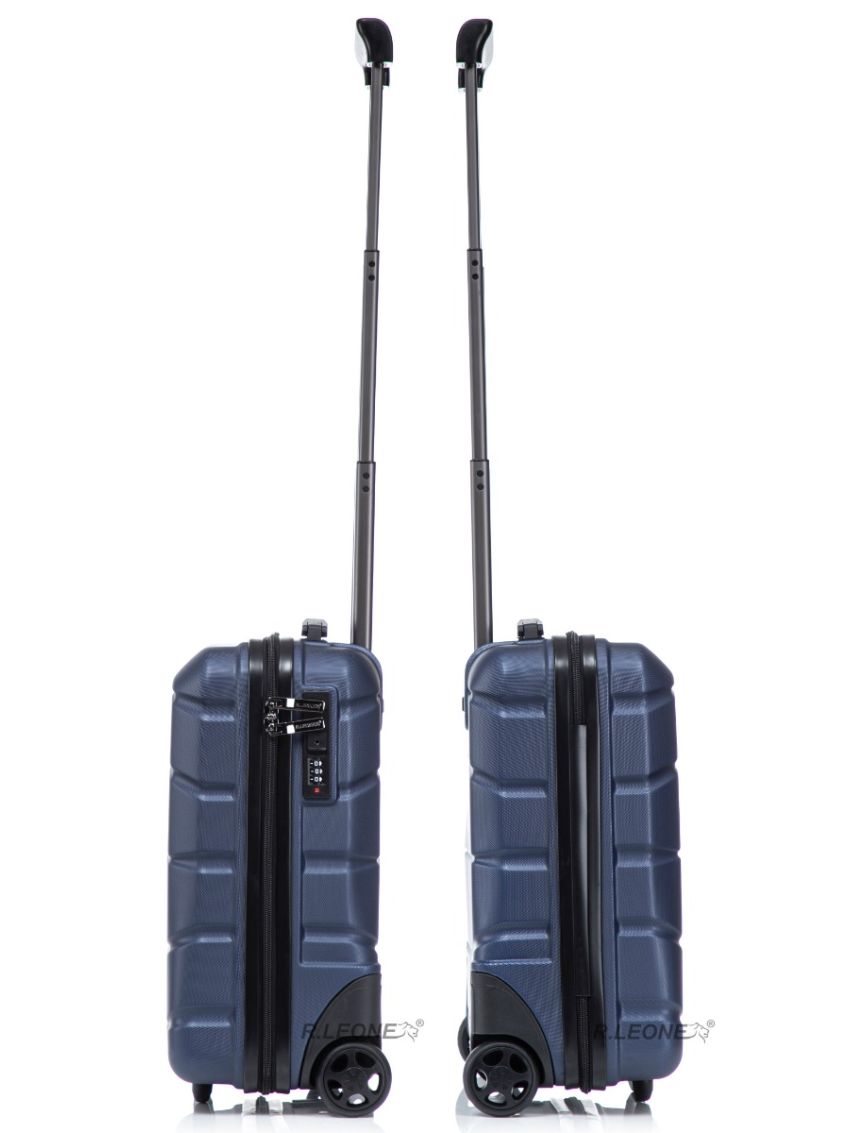 R.Leone Valigia da 1 Fino a Set 4 Trolley Rigido grande, medio, bagaglio a mano 55x40x23 cm Wizz, ITA Airways e bagaglio 45x36x20 cm EasyJet in ABS 8001