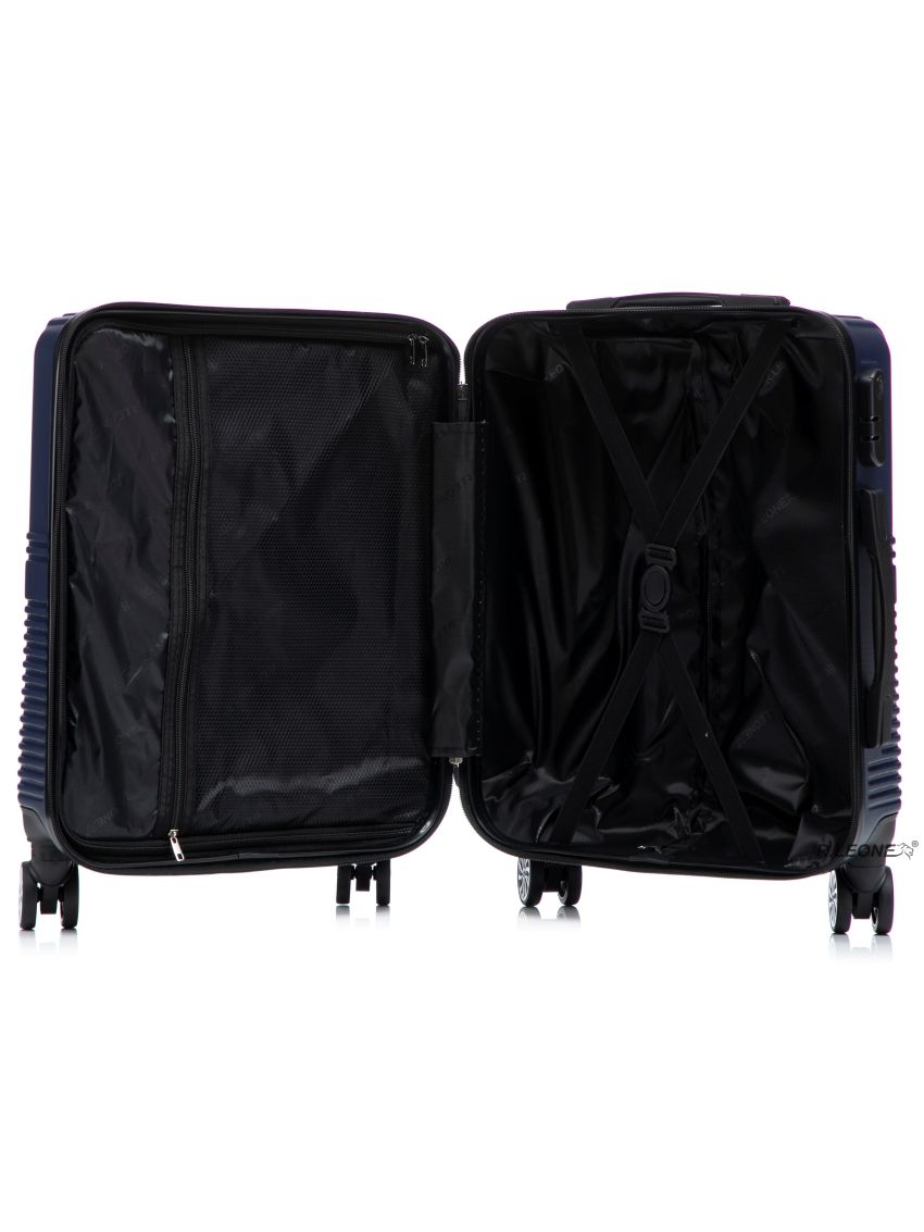 R.Leone Valigia da 1 Fino a Set 4 Trolley Rigido grande, medio, bagaglio a mano 55x40x23 cm Wizz, ITA Airways e bagaglio 45x36x20 cm EasyJet in ABS 8005