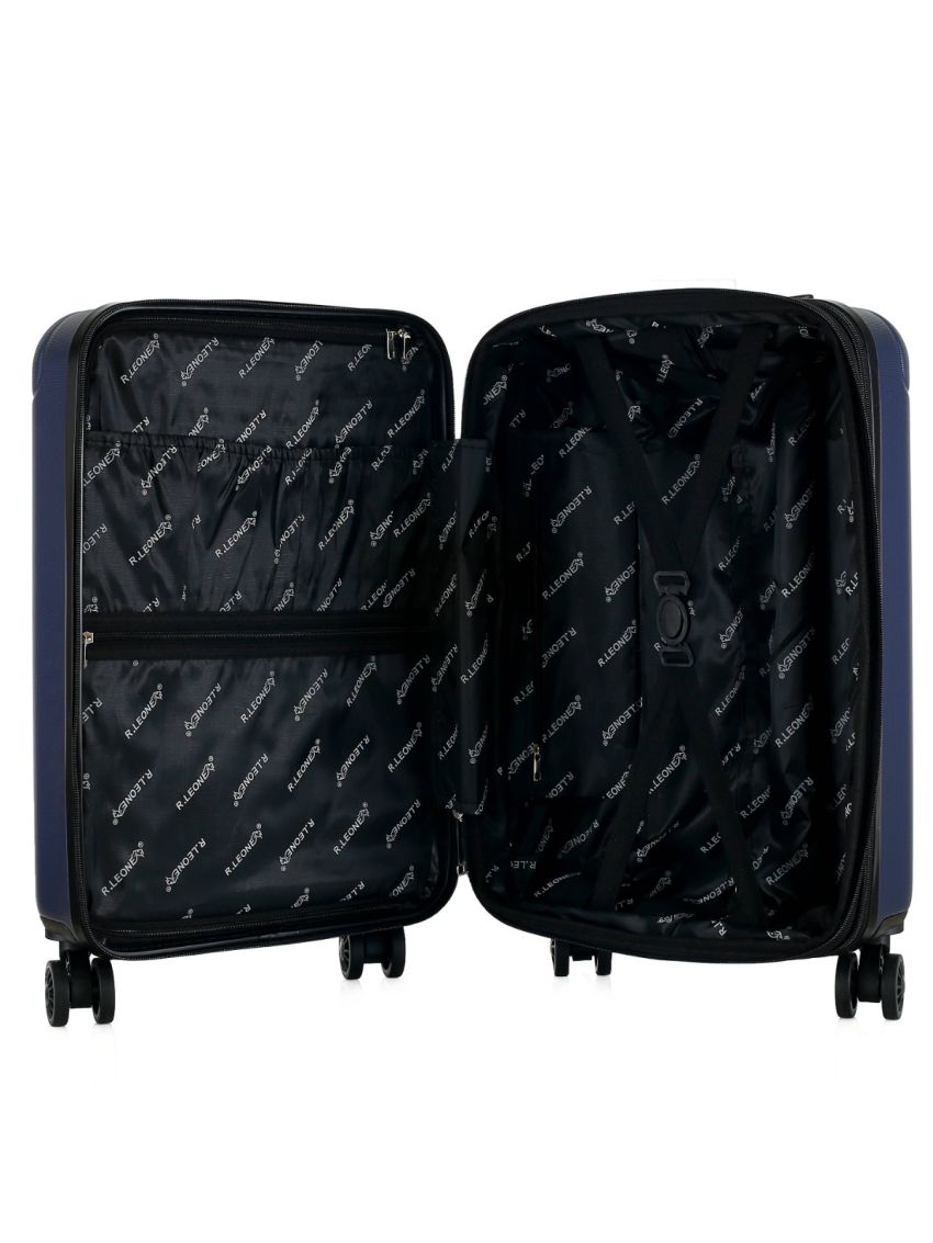 R.Leone Valigia 55x35x20 espandibile 55x35x25 cm Trolley Bagaglio a mano 4 Ruote in ABS Air Asia, Air France, Ita airways, KLM, EasyJet, Ryanair 3182 
