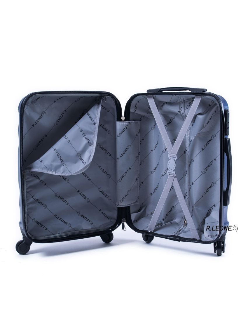 R.Leone Valigia da 1 pezzo Fino a Set 4 Trolley Rigido grande, medio, bagaglio a mano e beauty case 4 ruote in ABS 2037