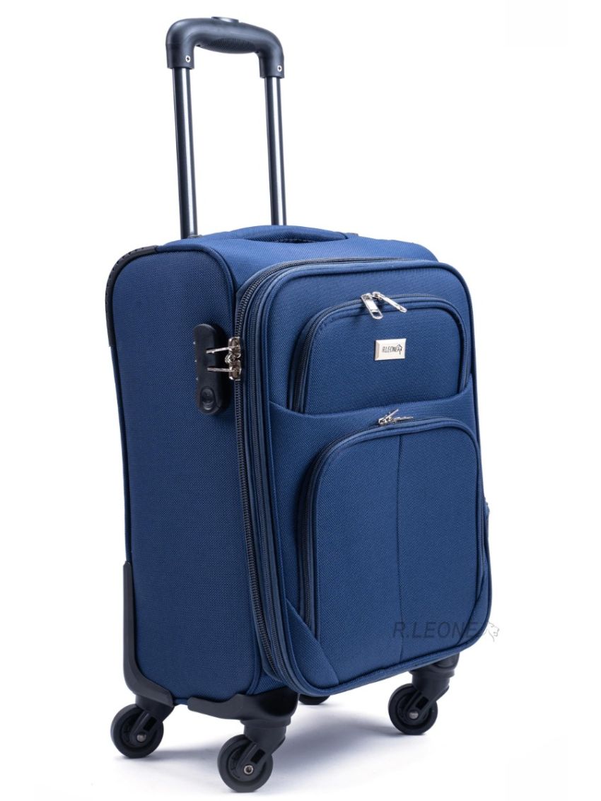 R.Leone Valigia Trolley Espandibile bagaglio a mano 4 ruote in stoffa adatto easyjet 45X36X20 214