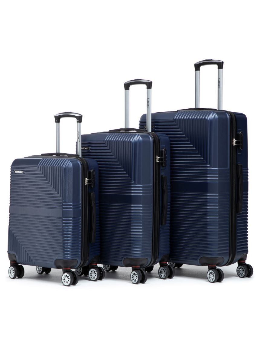 R.Leone Valigia da 1 Fino a Set 4 Trolley Rigido grande, medio, bagaglio a mano 55x40x23 cm Wizz, ITA Airways e bagaglio 45x36x20 cm EasyJet in ABS 8005