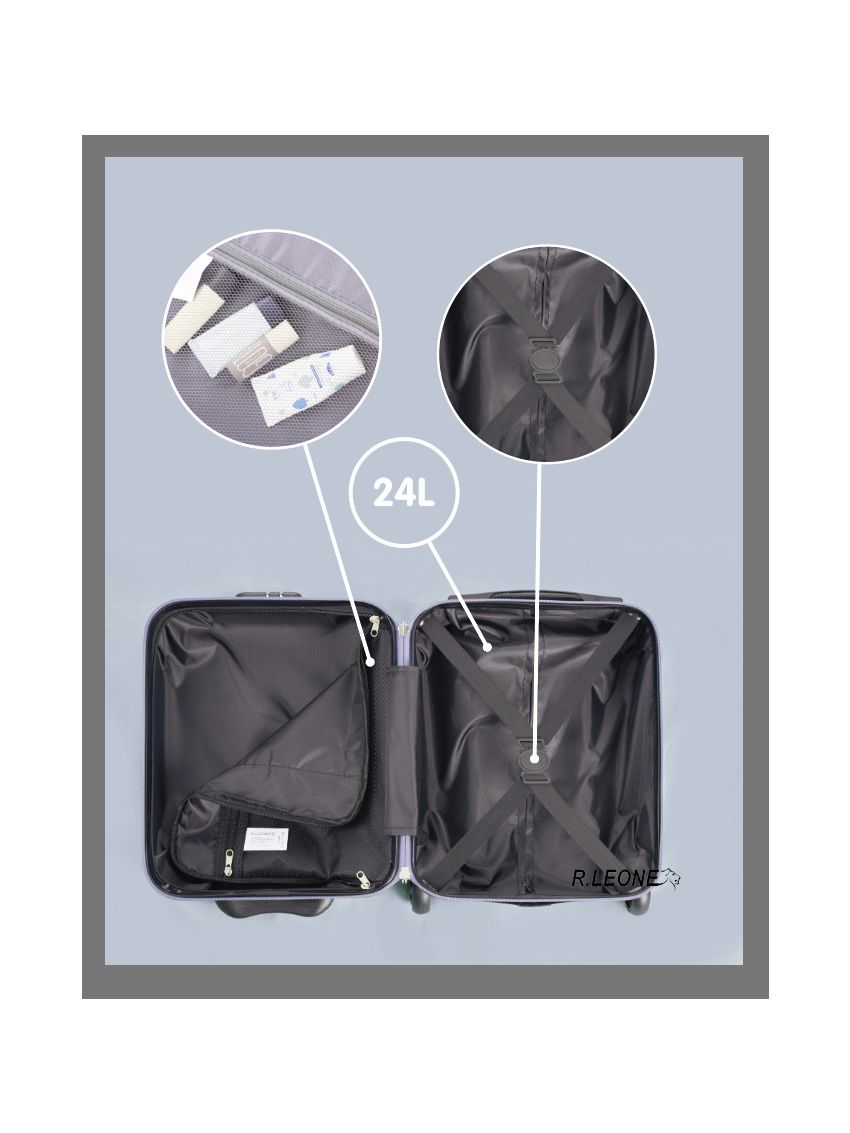 R.Leone Bagaglio a Mano 40x30x20cm Wizzair Vueling 2 Ruota in ABS 915