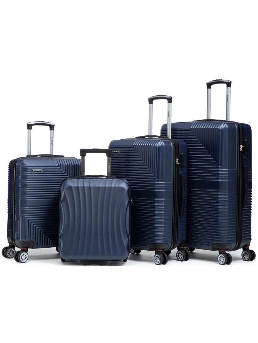 R.Leone Valigia da 1 Fino a Set 4 Trolley Rigido grande, medio, bagaglio a mano 55x40x23 cm Wizz, ITA Airways e bagaglio 45x36x20 cm EasyJet in ABS 8005