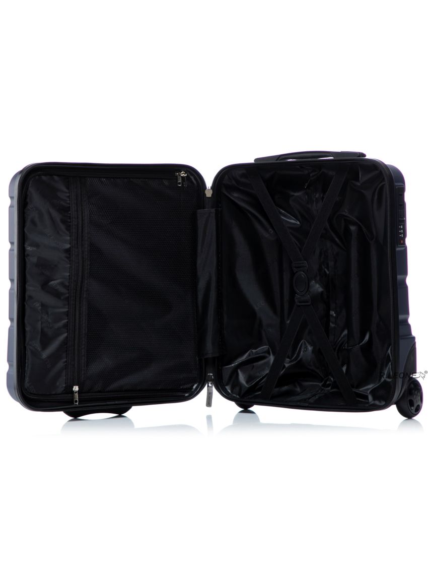 R.Leone Valigia da 1 Fino a Set 4 Trolley Rigido grande, medio, bagaglio a mano 55x40x23 cm Wizz, ITA Airways e bagaglio 45x36x20 cm EasyJet in ABS 8001