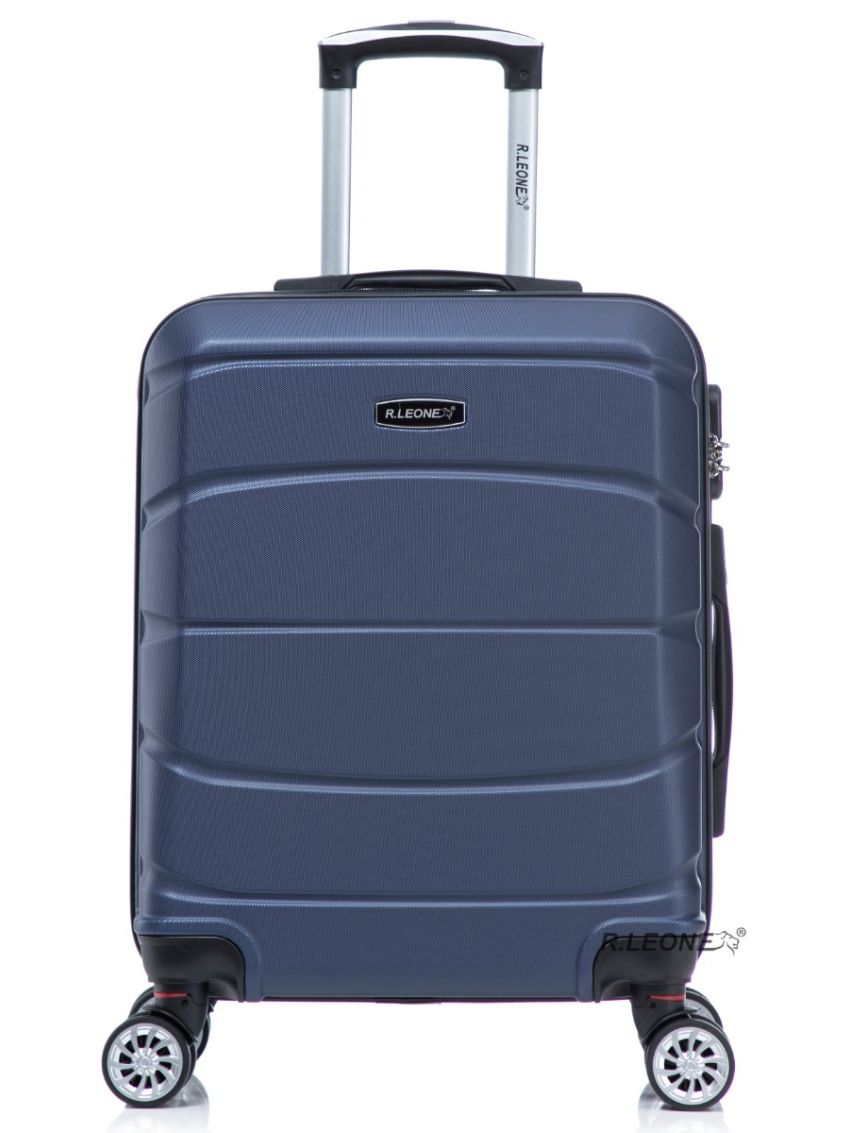 R.Leone Valigia da 1 Fino a Set 4 Trolley Rigido grande, medio, bagaglio a mano 55x40x23 cm Wizz, ITA Airways e bagaglio 45x36x20 cm EasyJet in ABS 8001