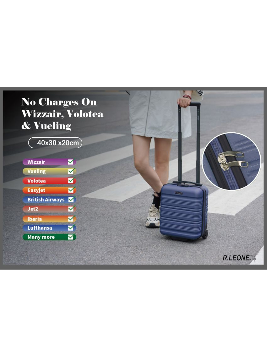 R.Leone Bagaglio a Mano 40x30x20cm Wizzair Vueling 2 Ruota in ABS 915
