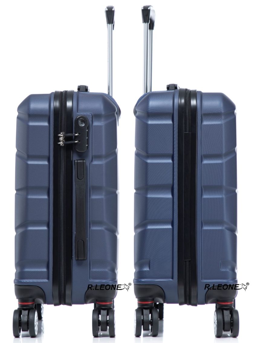 R.Leone Valigia da 1 Fino a Set 4 Trolley Rigido grande, medio, bagaglio a mano 55x40x23 cm Wizz, ITA Airways e bagaglio 45x36x20 cm EasyJet in ABS 8001