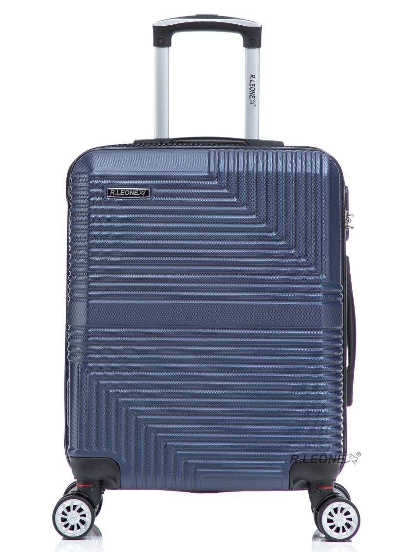 R.Leone Valigia da 1 Fino a Set 4 Trolley Rigido grande, medio, bagaglio a mano 55x40x23 cm Wizz, ITA Airways e bagaglio 45x36x20 cm EasyJet in ABS 8005