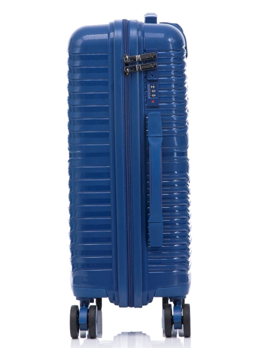 R.Leone Valigia da 1 Fino a Set 3 Bagaglio a mano 55x40x20 Ryanair, Medio, Grande Ultra Strong Antiurto Resistente Trolley rigido leggero 8 ruote in Polipropilene 6080