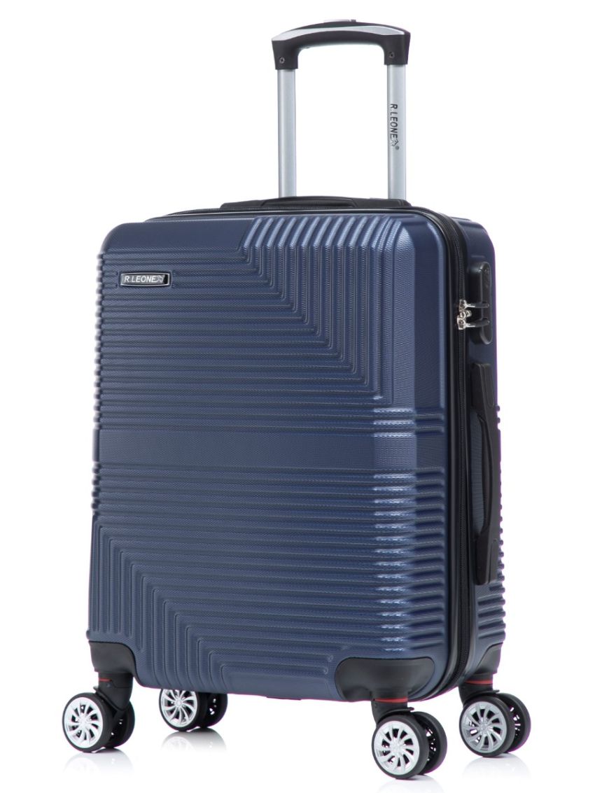 R.Leone Valigia da 1 Fino a Set 4 Trolley Rigido grande, medio, bagaglio a mano 55x40x23 cm Wizz, ITA Airways e bagaglio 45x36x20 cm EasyJet in ABS 8005