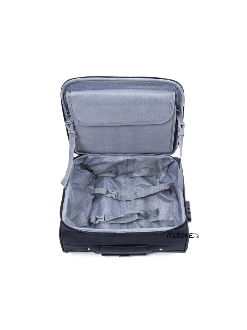R.Leone Valigia bagaglio a mano 2 Ruote rinforzate Pilota Poliestere Stoffa adatto easyjet 45X36X20