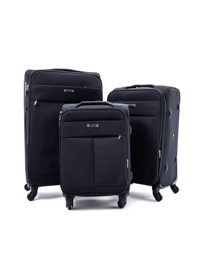 R.Leone Valigia da 1 pezzo Fino a Set 3 Trolley Stoffa ultra leggero grande, medio e bagaglio a mano 4 ruote 8485 