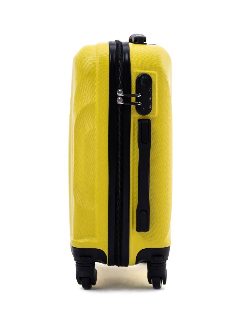 R.Leone Valigia 55x40x20 cm Bagaglio a mano 4 Ruote smontabile 60x40x20 Capienza Massima Trolley in ABS adatto Ryanair, Easyjet, Wizzair, Iberia, Lufthansa, Tui, Vueling -GIALLO-S ( Bagaglio mano )