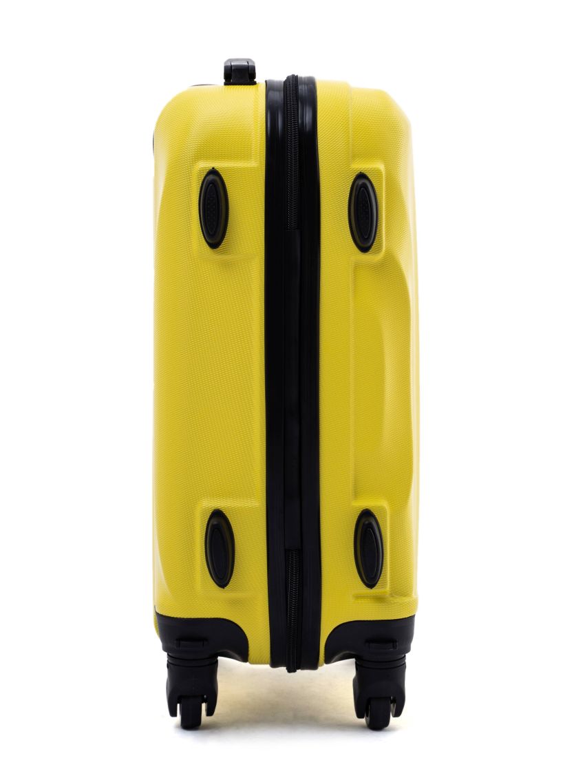 R.Leone Valigia 55x40x20 cm Bagaglio a mano 4 Ruote smontabile 60x40x20 Capienza Massima Trolley in ABS adatto Ryanair, Easyjet, Wizzair, Iberia, Lufthansa, Tui, Vueling -GIALLO-S ( Bagaglio mano )