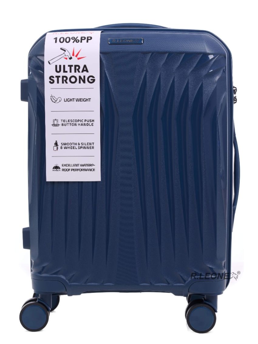 R.Leone Valigia da 1 Fino a Set 3 Bagaglio a mano 55x40x20 Ryanair, Medio, Grande Ultra Strong Antiurto Resistente Trolley rigido leggero 8 ruote in Polipropilene 8812