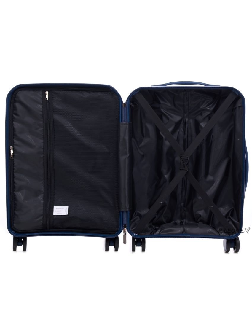 R.Leone Valigia da 1 Fino a Set 3 Bagaglio a mano 55x40x20 Ryanair, Medio, Grande Ultra Strong Antiurto Resistente Trolley rigido leggero 8 ruote in Polipropilene 8812