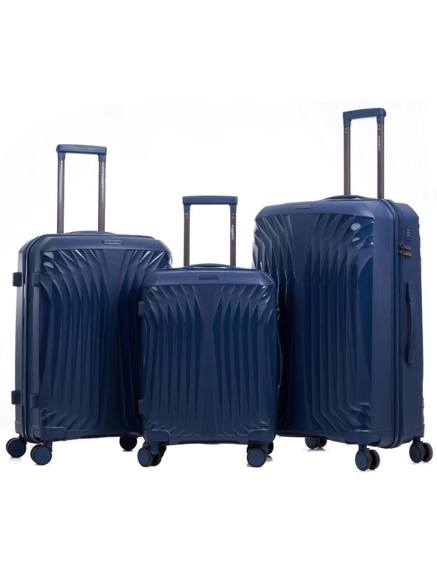R.Leone Valigia da 1 Fino a Set 3 Bagaglio a mano 55x40x20 Ryanair, Medio, Grande Ultra Strong Antiurto Resistente Trolley rigido leggero 8 ruote in Polipropilene 8812