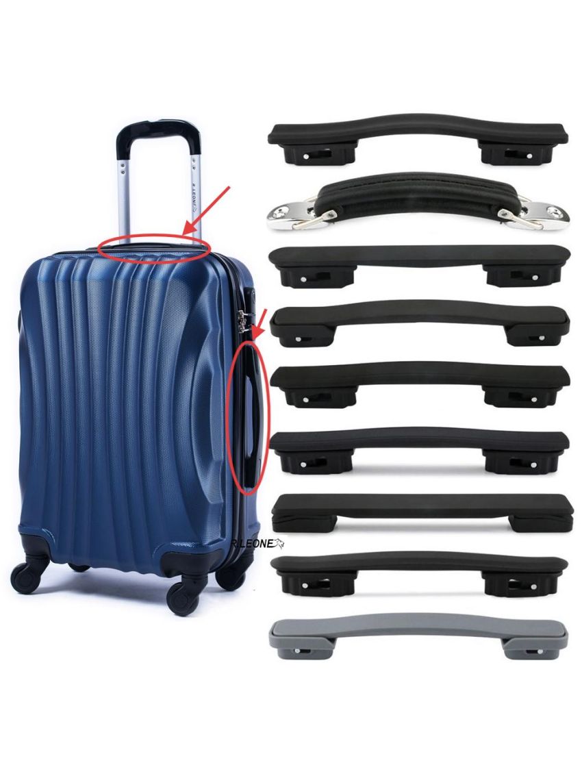 Ruota, Tubo, Manico tubo ,Base ruota , Piedi d'appoggio ,Luchetto, Base d'appoggio. Manici Valigia accessori ricambio R.Leone