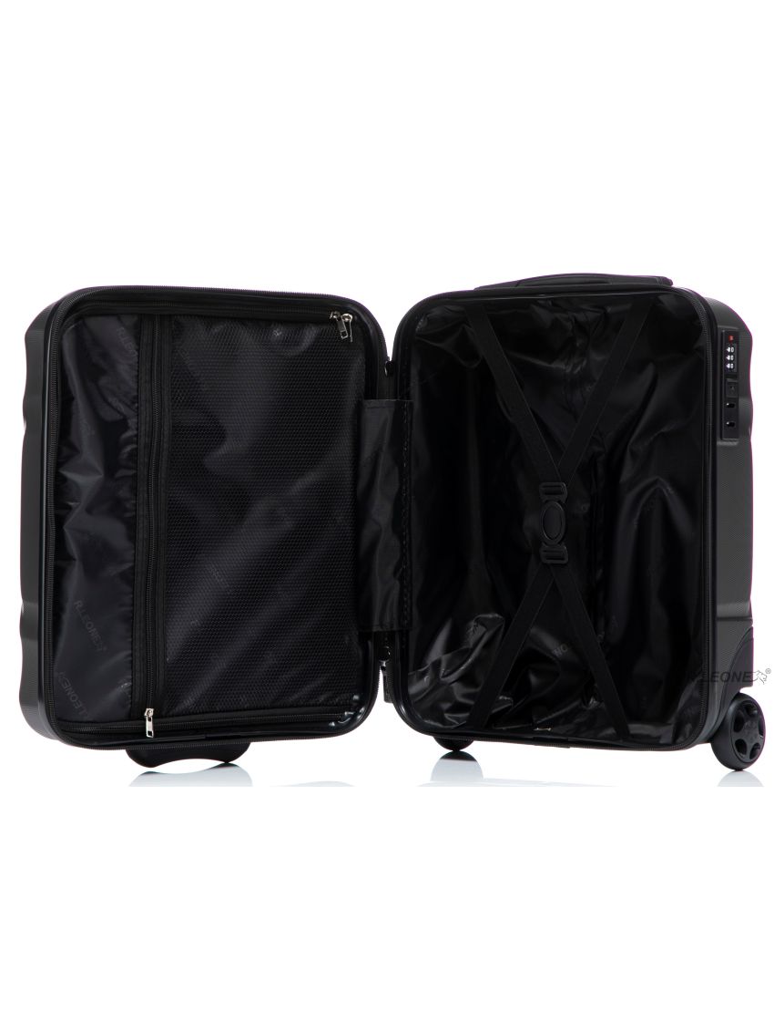 R.Leone Valigia da 1 Fino a Set 4 Trolley Rigido grande, medio, bagaglio a mano 55x40x23 cm Wizz, ITA Airways e bagaglio 45x36x20 cm EasyJet in ABS 8005-SET 3 L M XS-Grigio