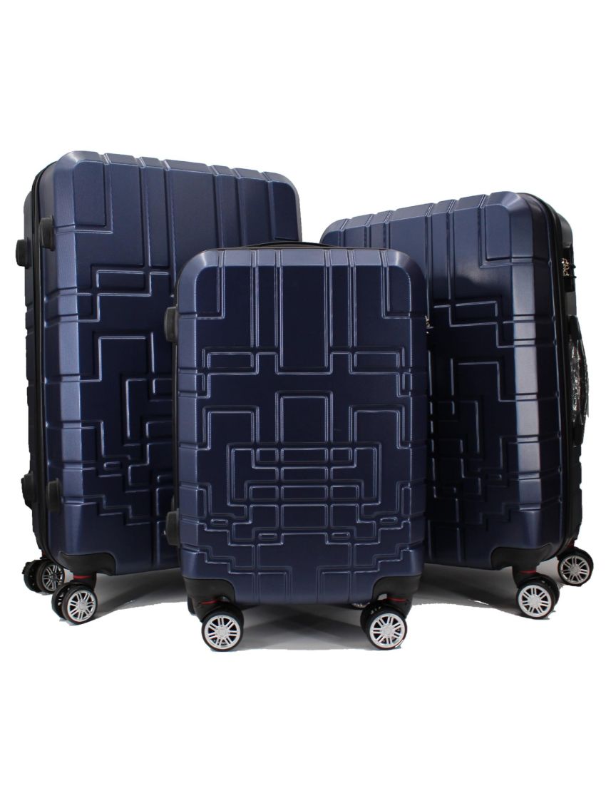 R.Leone Valigia da 1 pezzo Fino a Set 4 Trolley Rigido grande, medio, bagaglio a mano e beauty case 4 ruote in ABS 611