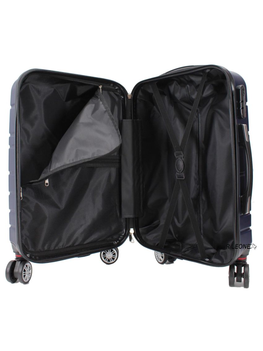 R.Leone Valigia da 1 pezzo Fino a Set 4 Trolley Rigido grande, medio, bagaglio a mano e beauty case 4 ruote in ABS 611